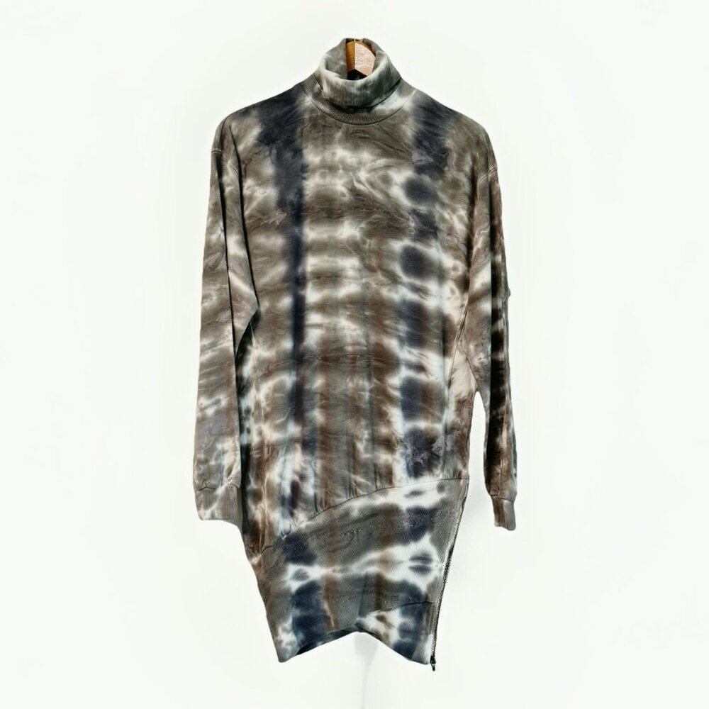 Young Fabulous & Broke Gray Tie Dye Turtleneck Sweater Dress Sz XS Grunge Edgy
